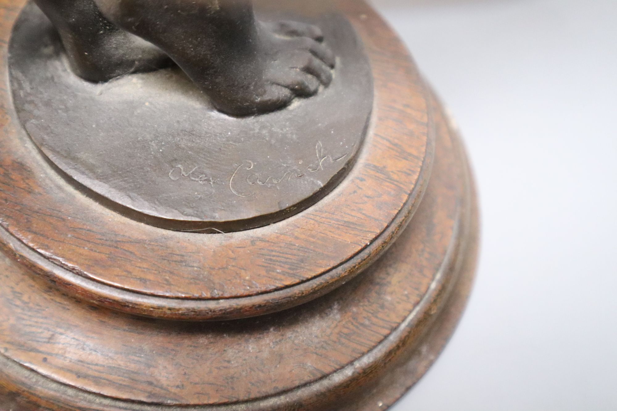 A spelter figure of girl with skipping rope, signed Alex Carnick?, height 49cm (a.f.)